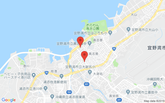 宜野湾の保険相談窓口のマップ